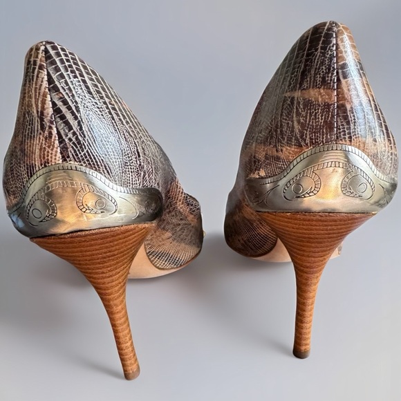 JV (J Vincent) 4 inch heel size 10M multi color ginger lizard pump - Picture 2 of 4